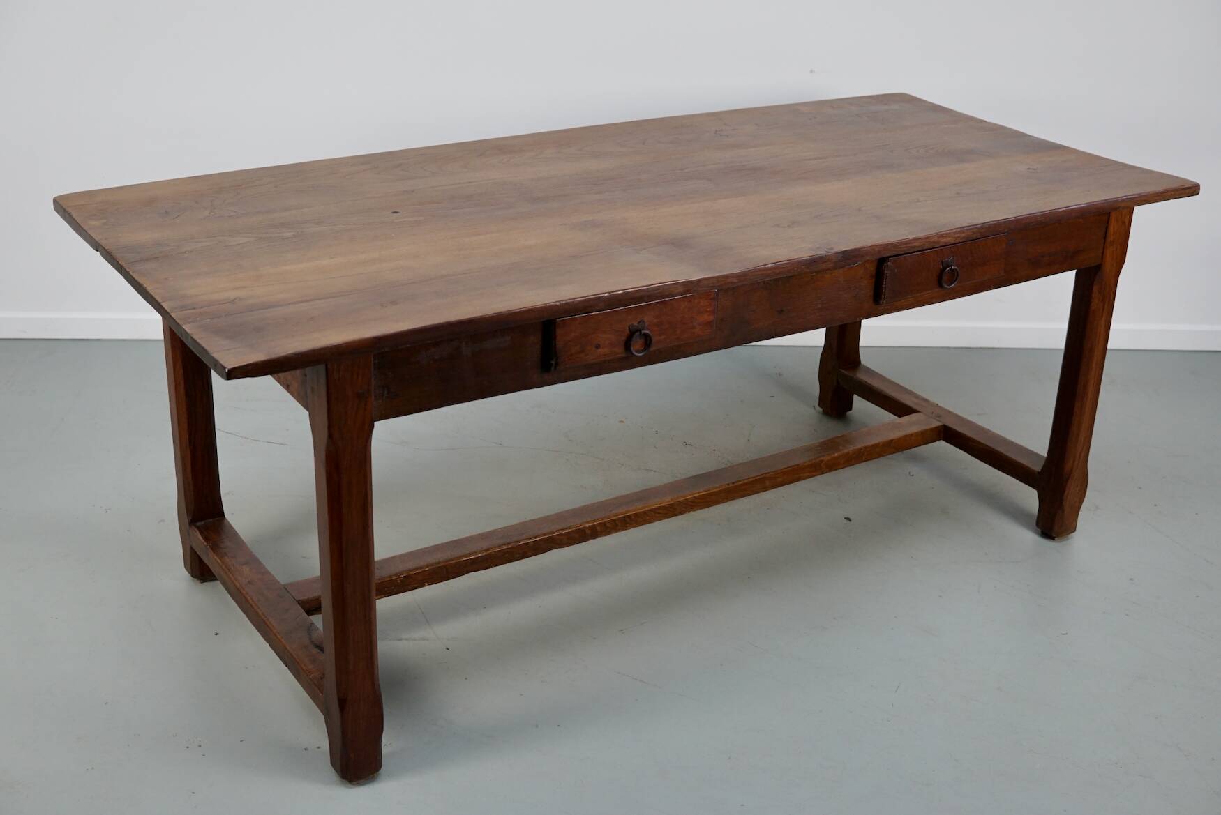 Rustic Dining Table in Oak and Elm from the Early 20th Century
