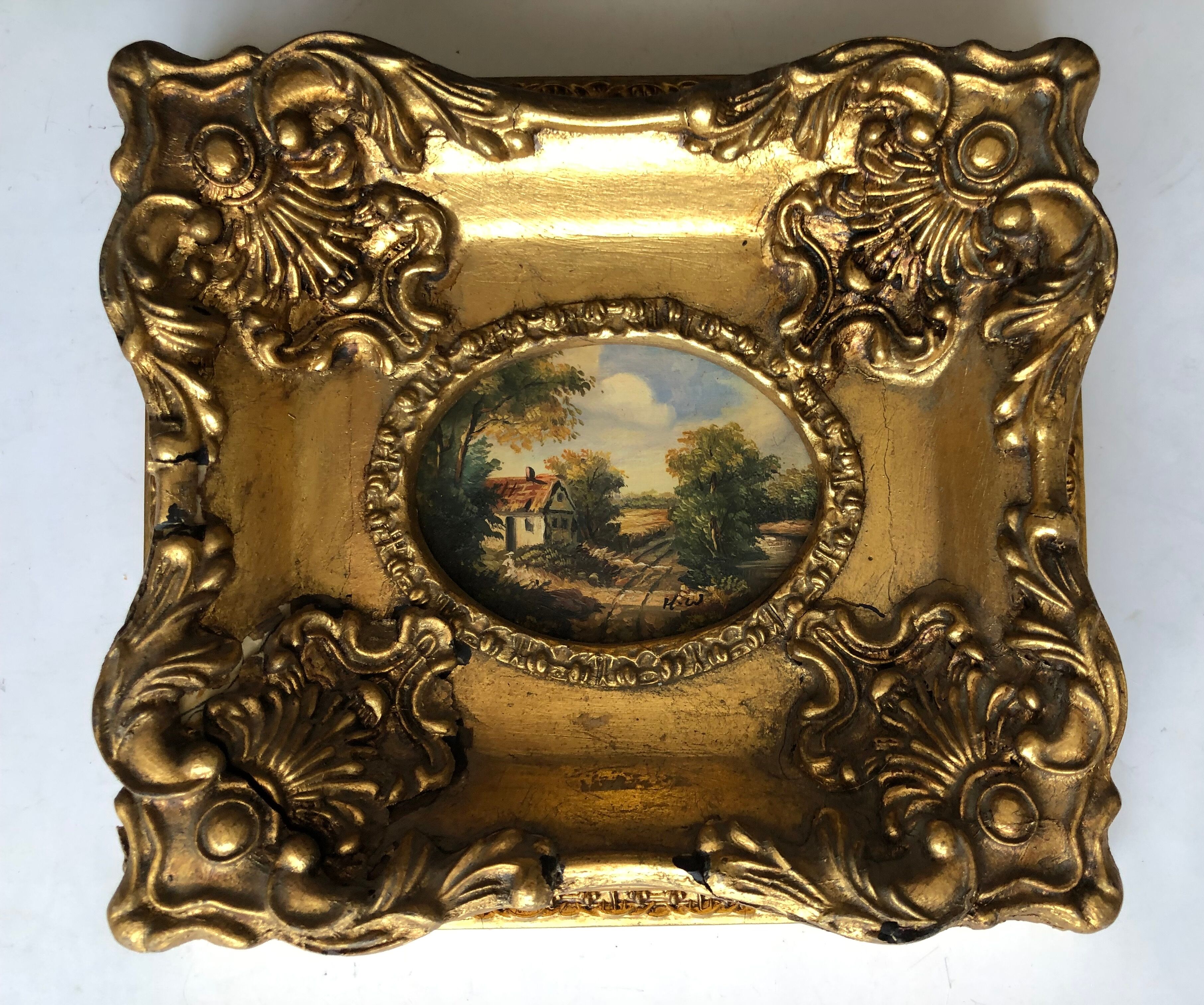 Painting: oil on panel, rural landscape