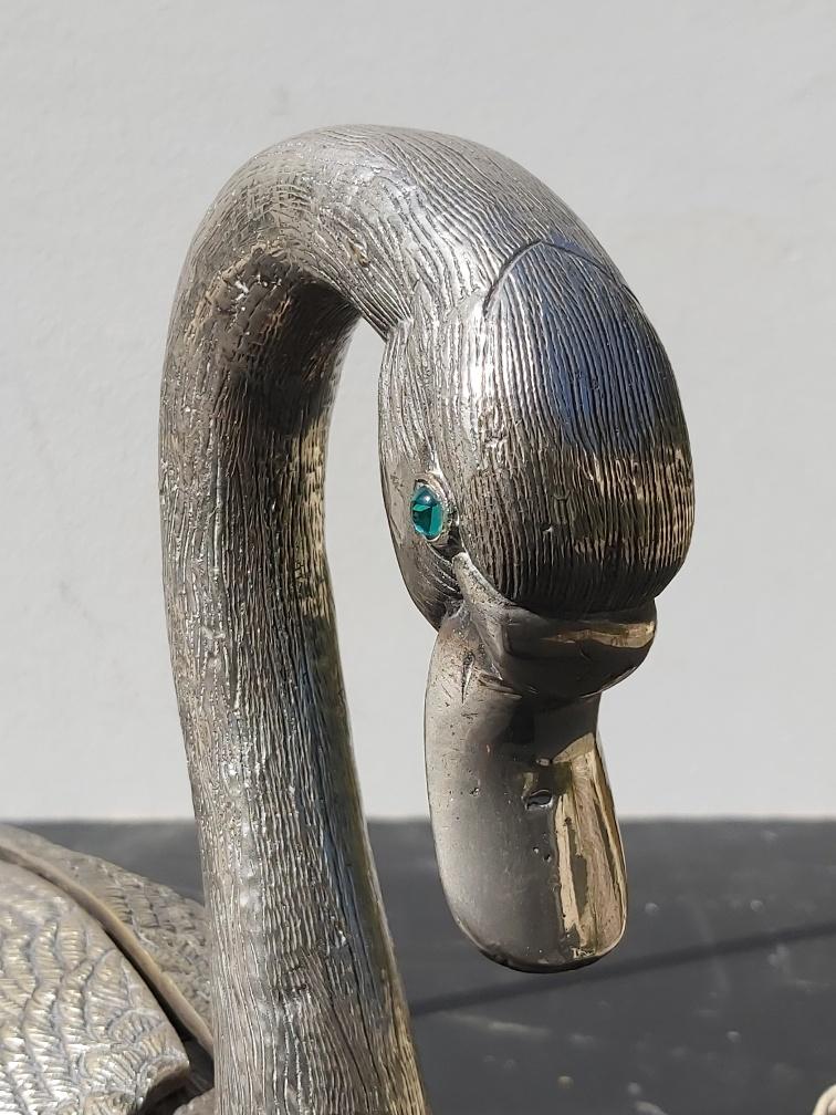 Silver bronze swan lamp 70s