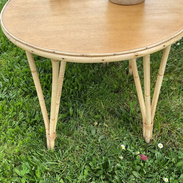 Table d'appoint en rotin vintage