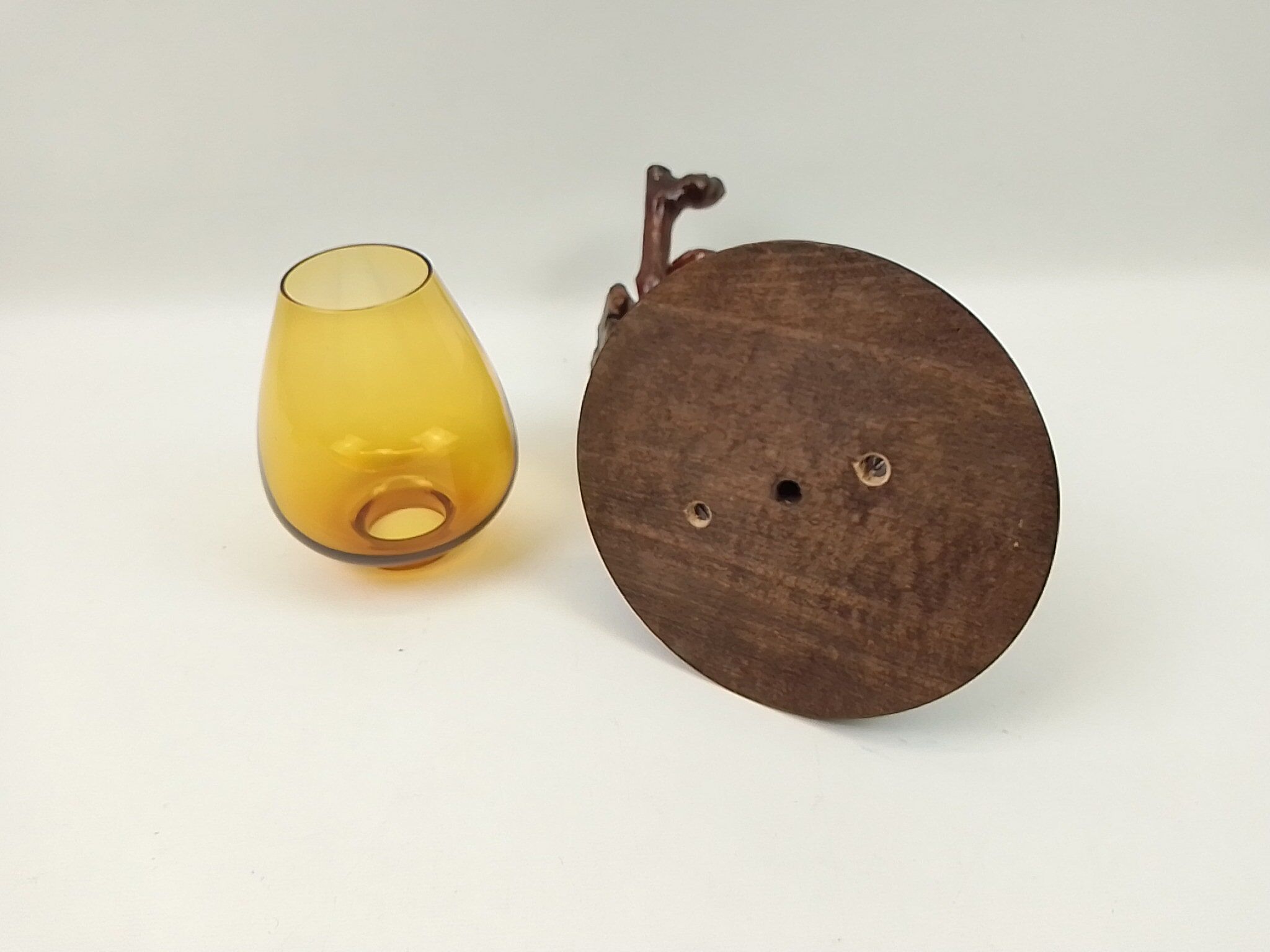Candlestick vine branch and tinted glass 25 cm
