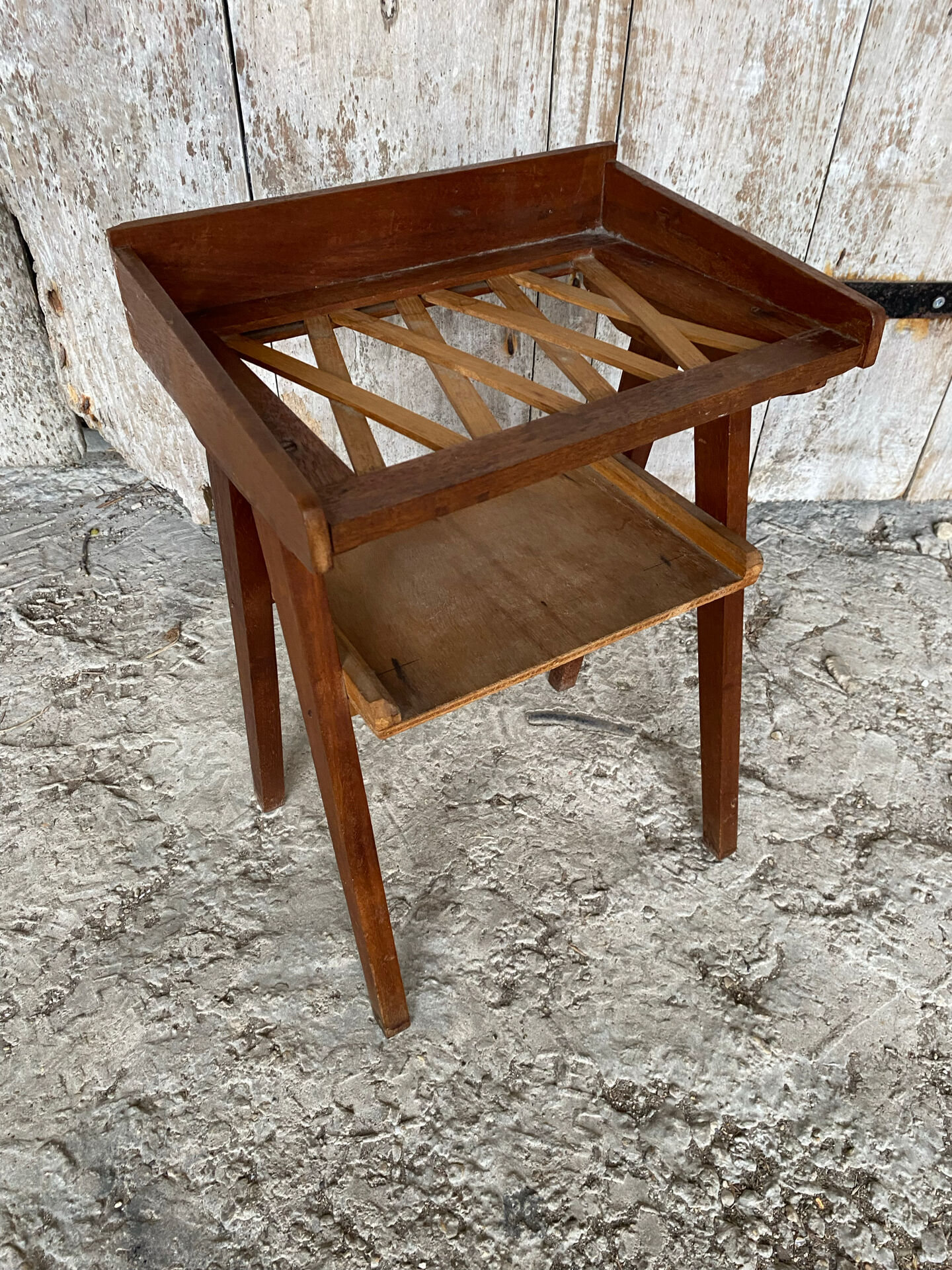 Vintage Scandinavian Wood Bedside Table
