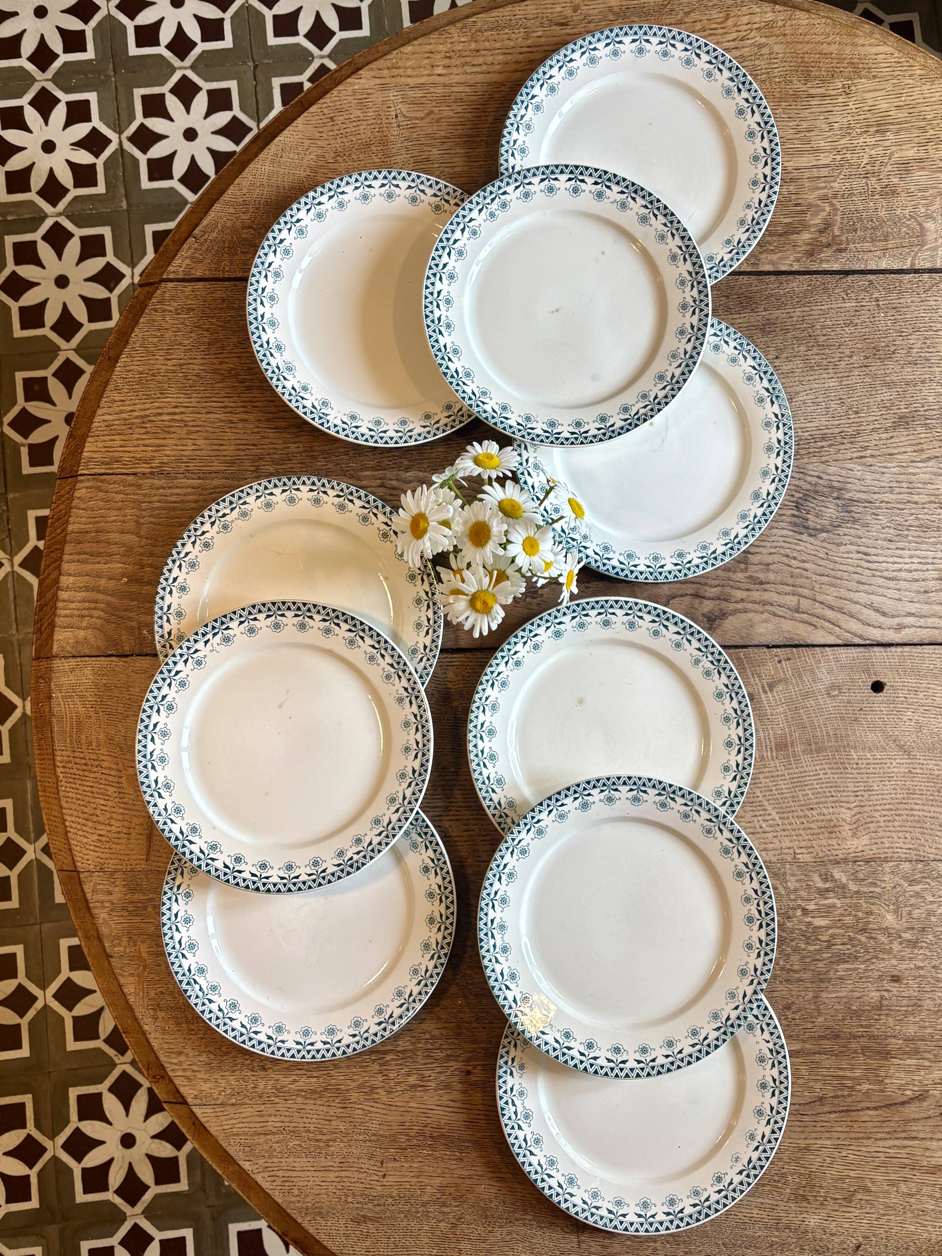Set of 10 vintage ironstone plates by Henry of Sarreguemines.