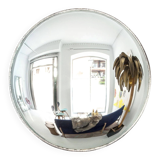 Mid Century Modern Style Large French Wall Mounted Round Convex Silver Mirror