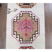 1980s Vintage Turkish Hand-Knotted Wool Cotton White Runner Rug 75x385
