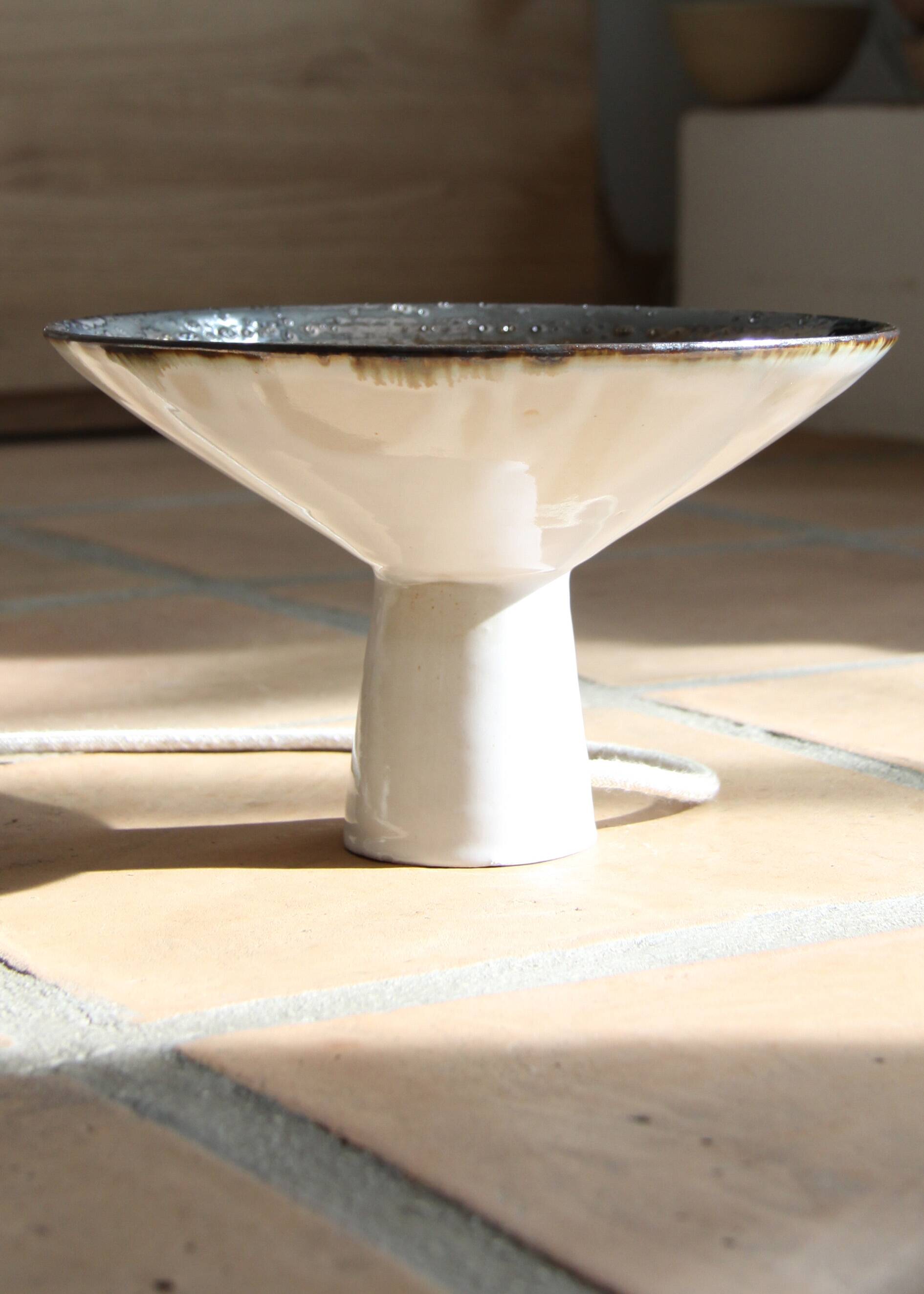 Unique piece flared lamp in stoneware