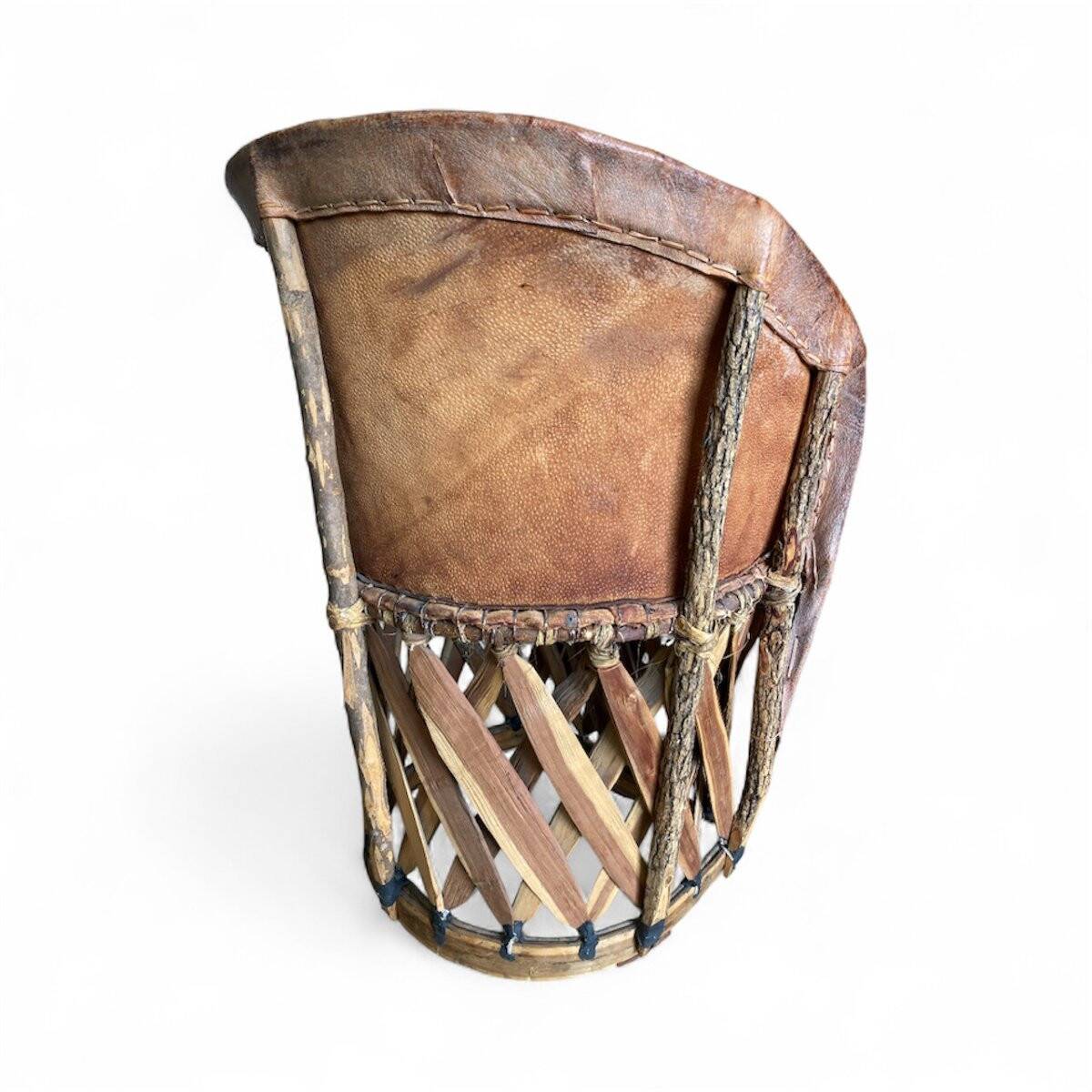 Equipale leather armchair, folk art - Mexico, 1970s