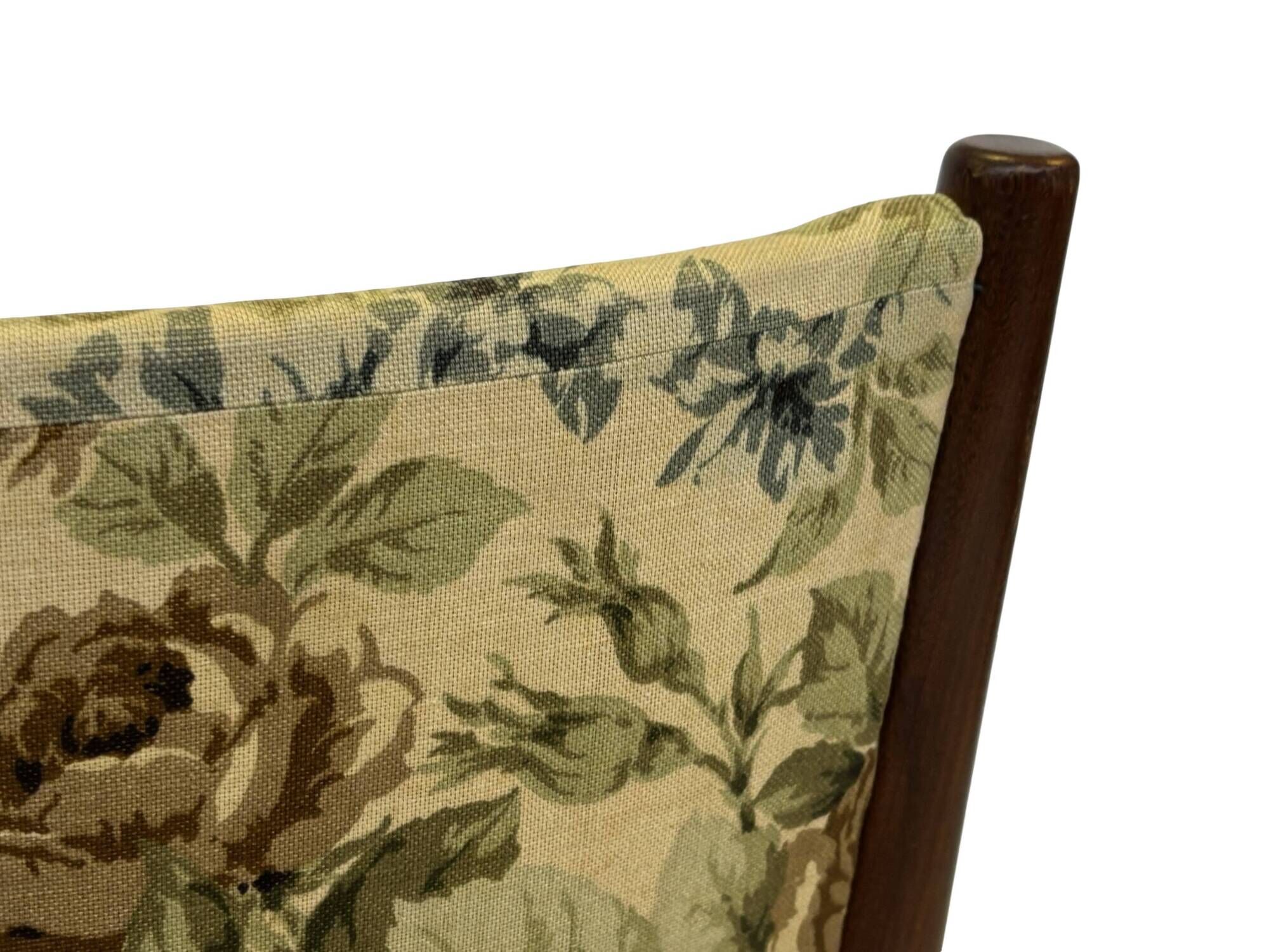 Vintage Dining Chair Flower Upholstery 1960s Teak