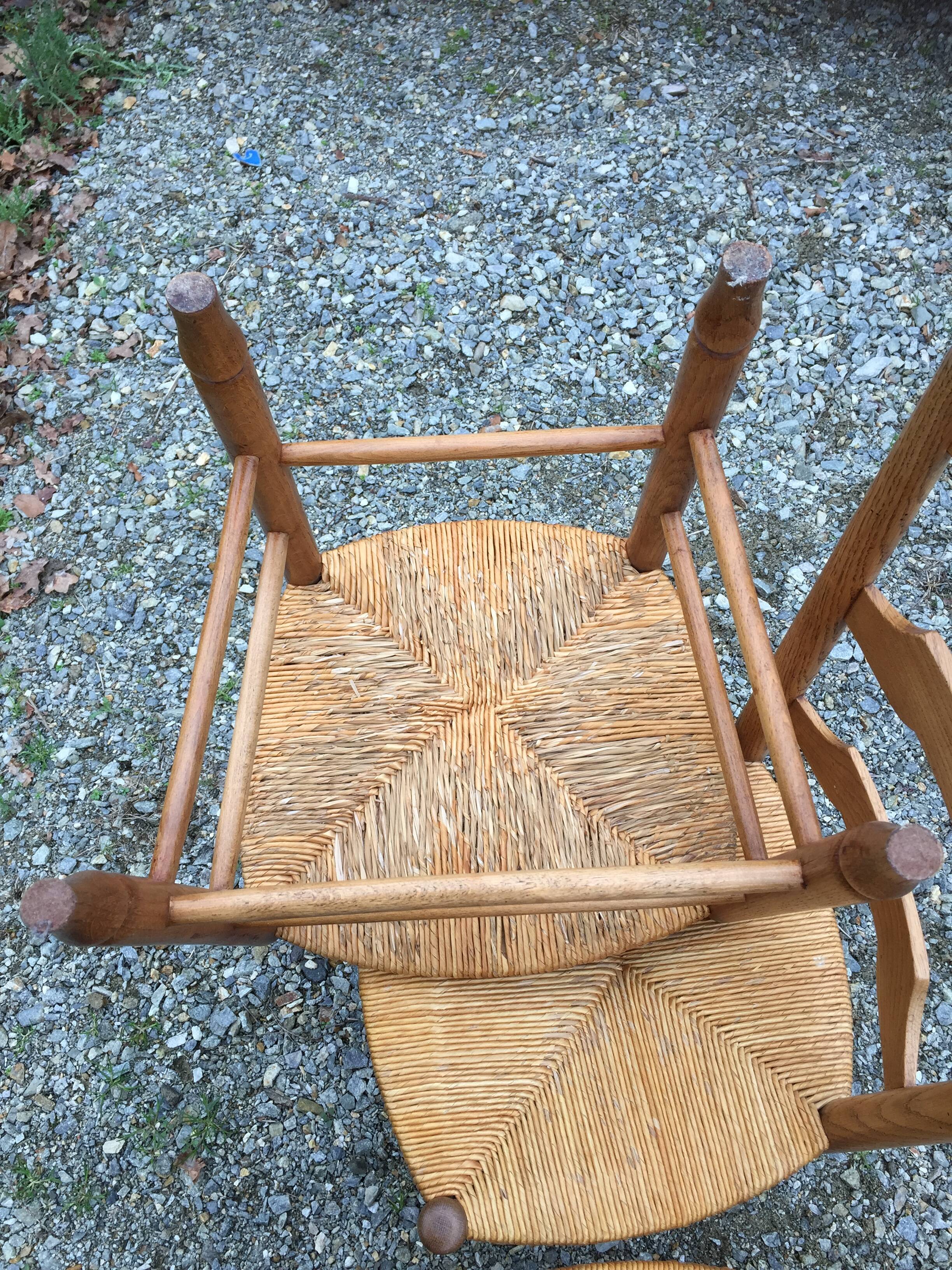 6 vintage mulched oak chairs