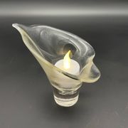 Photophore vintage en verre transparent en forme de fleur de calla – a