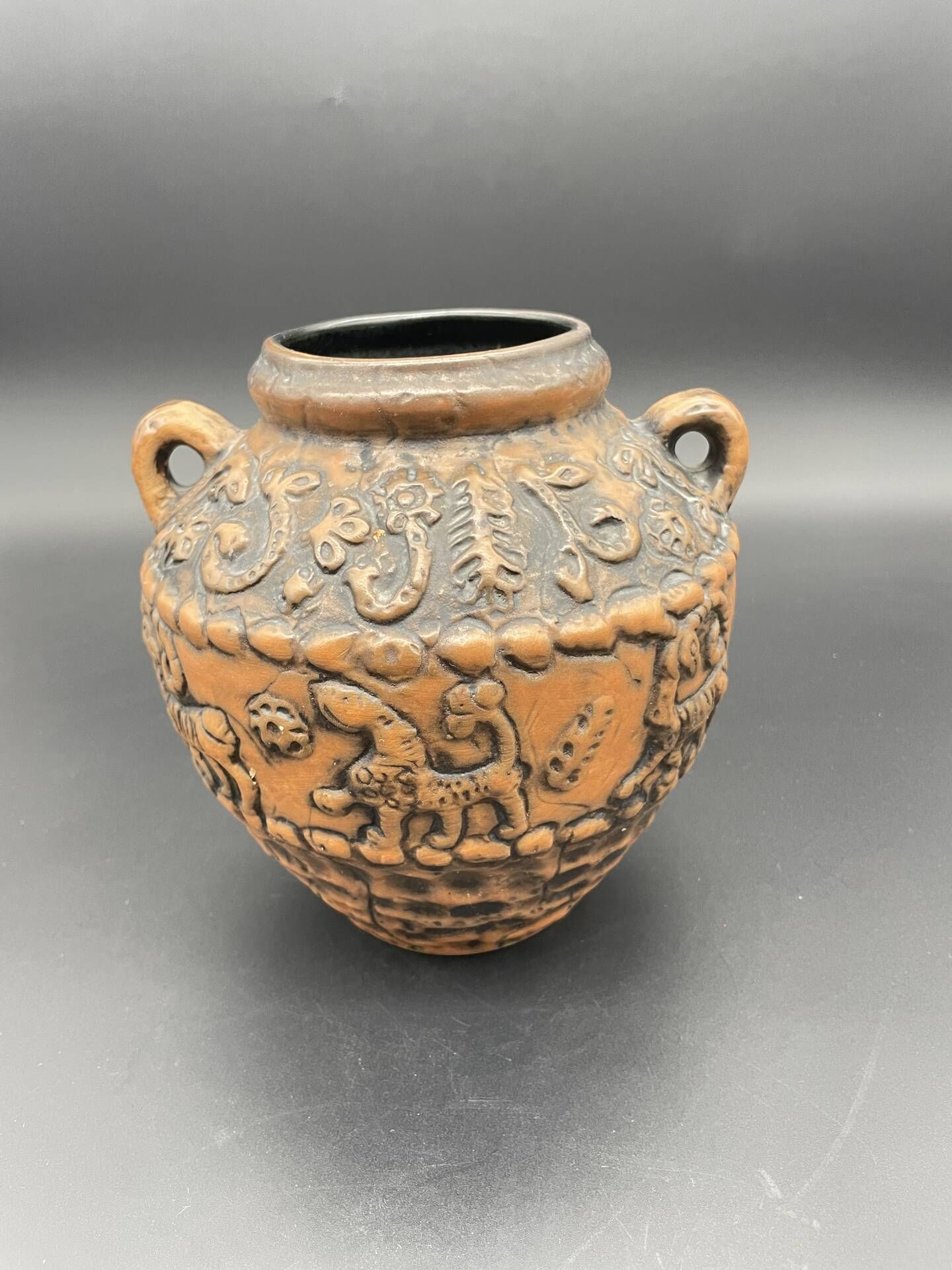 Vintage Jasba ceramic vase with reliefs of fantastic animals – All