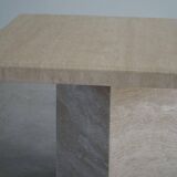 Vintage Scandinavian square dining table in white marble, 1980s.