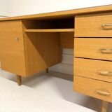 Vintage desk with 4 drawers, 1 door, 1 locker