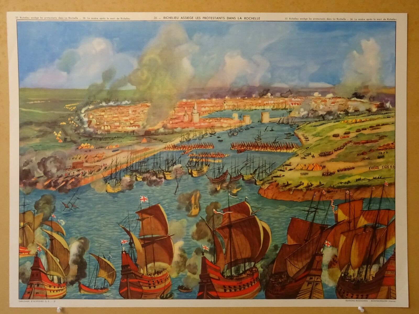 School poster Rossignol Richelieu besieges protestants La Rochelle / .....