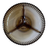Plat en verre fumé vintage