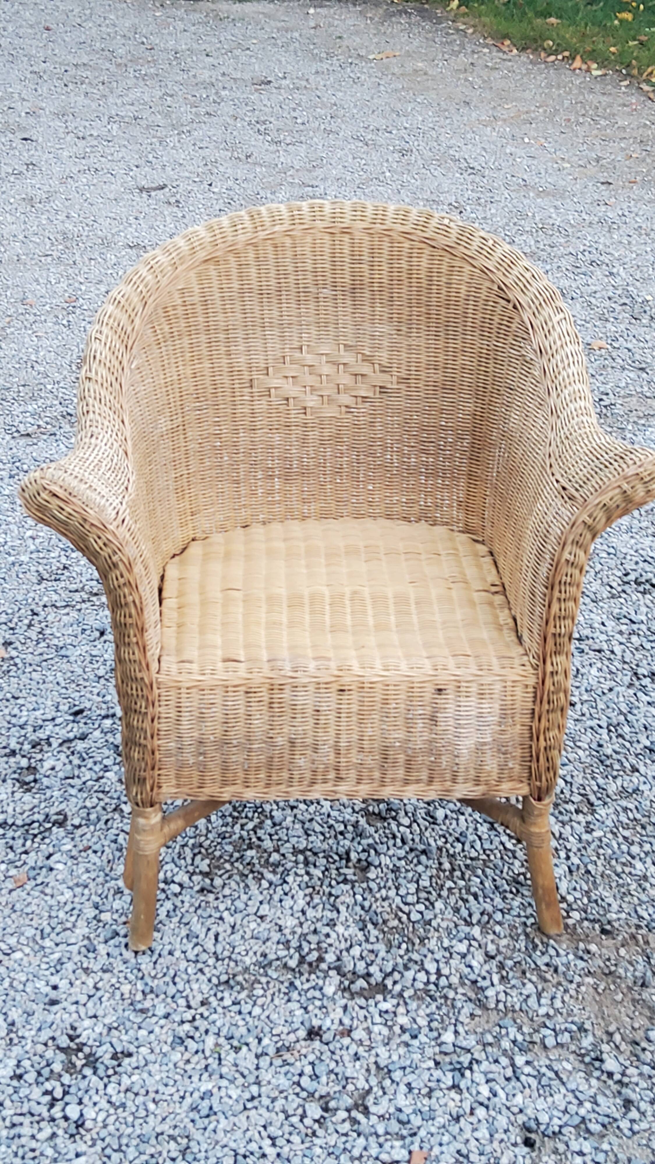 Pair of armchairs and bench in rattan and bamboo from the 60s/70s