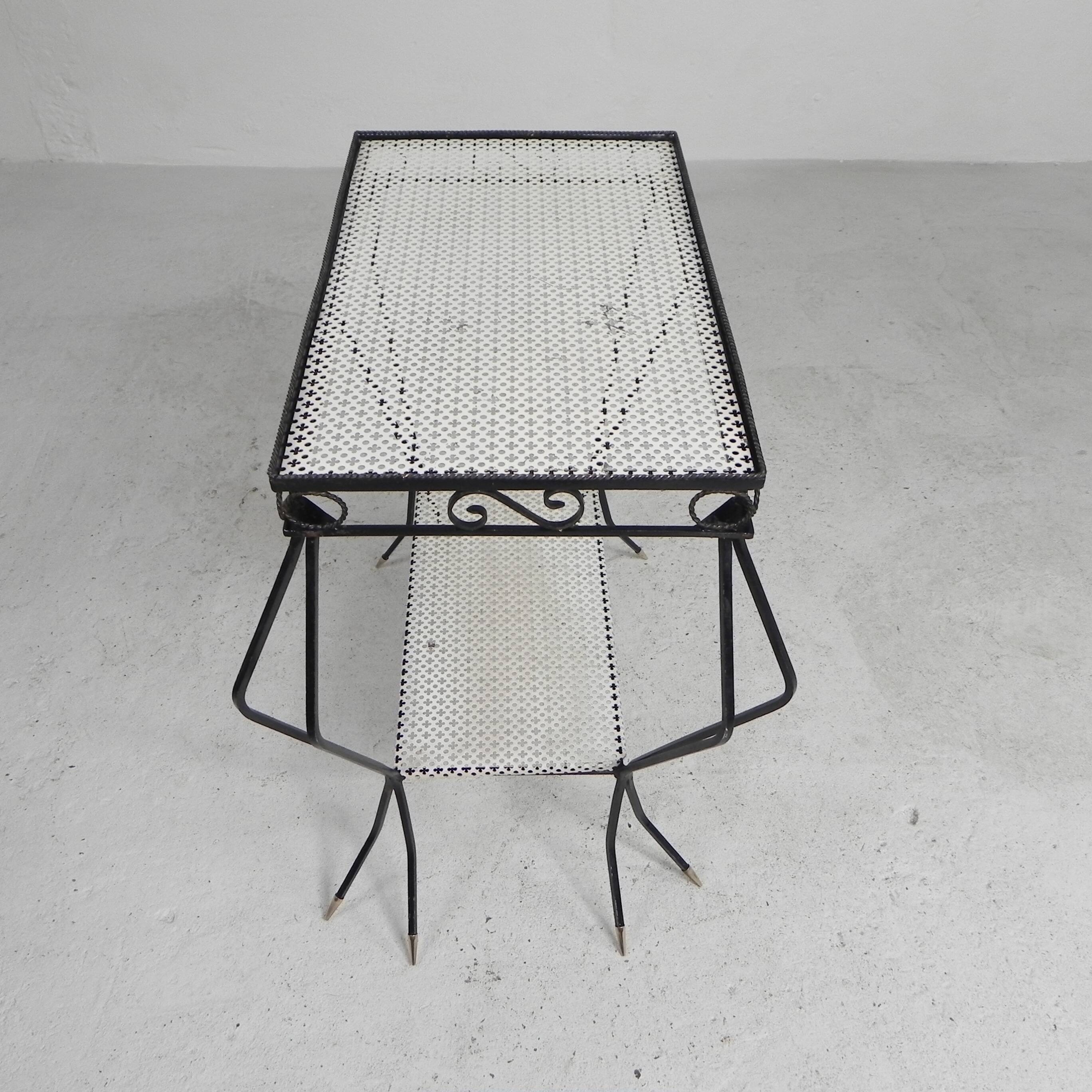 Vintage sculptural steel, (Mategot style) side table, 1950s