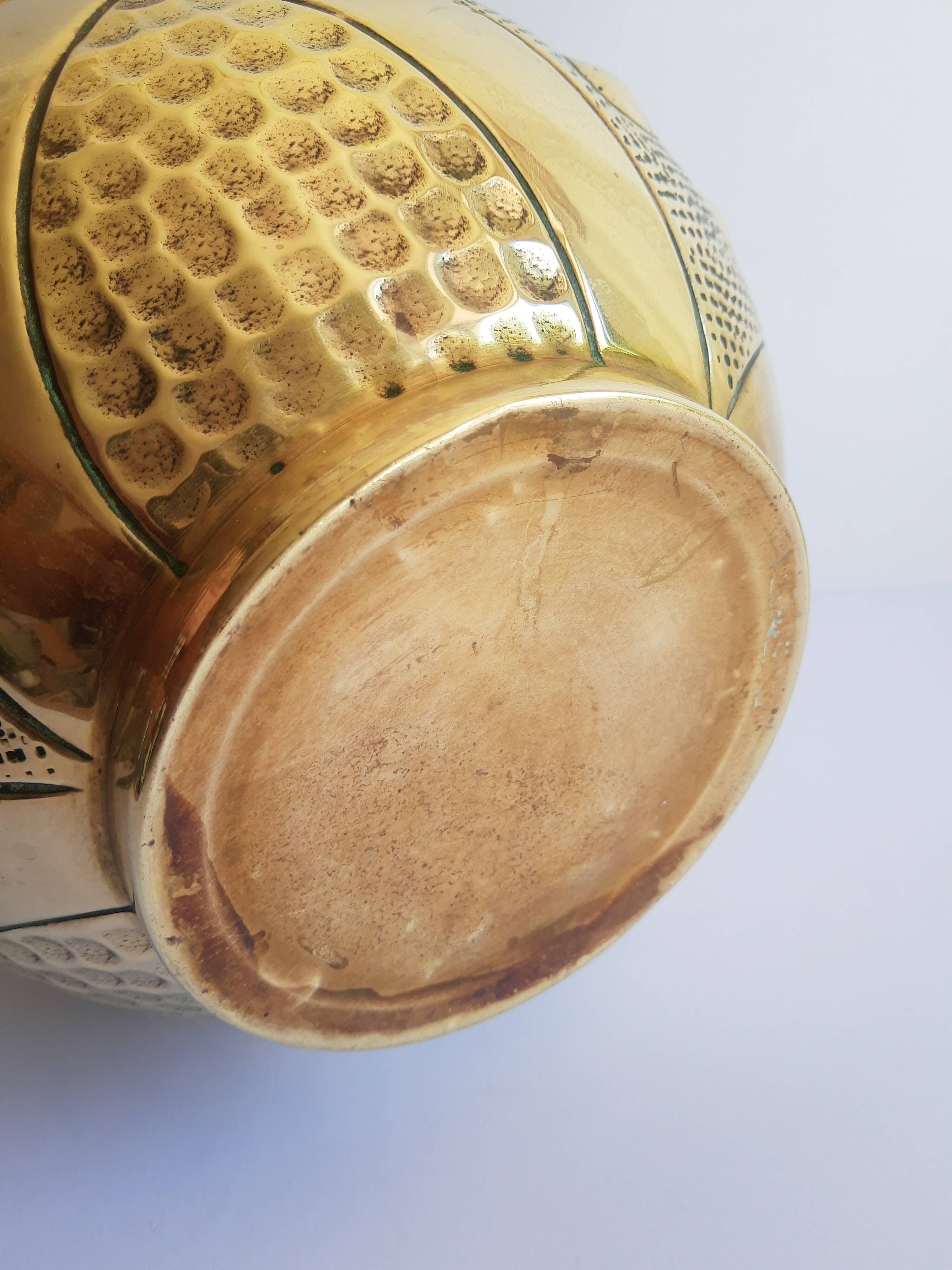 Old vintage brass cherry cache pot