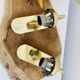 Pair of wall lights in brass and moulded bubble glass, style Helena Tynell.