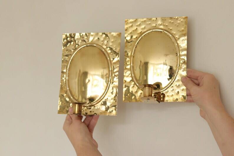 Pair of Swedish Brass Wall Sconces