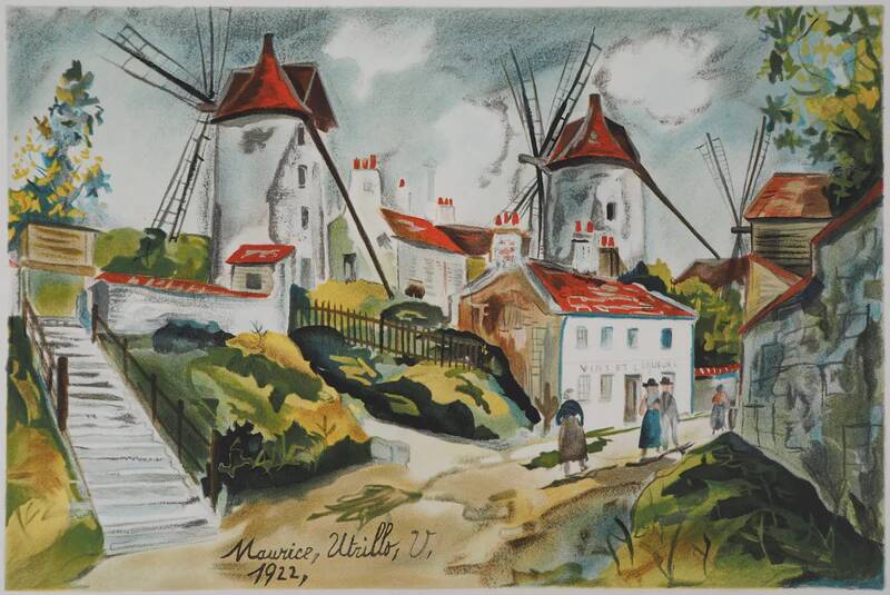 Maurice Utrillo: The Three Mills in Montmartre, signed lithograph