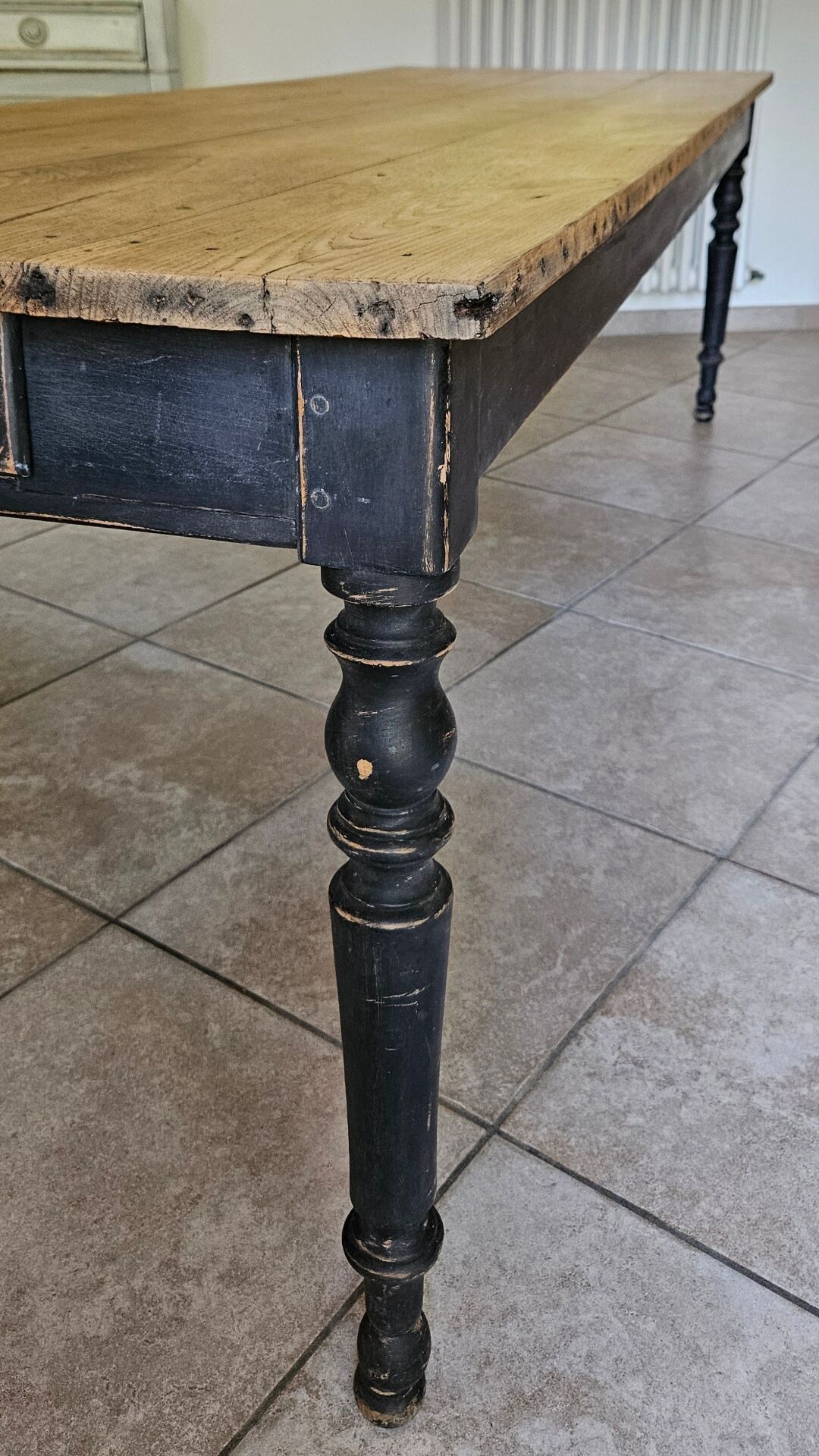 Table de ferme chêne massif 250cm d’office vintage 10-12 personnes