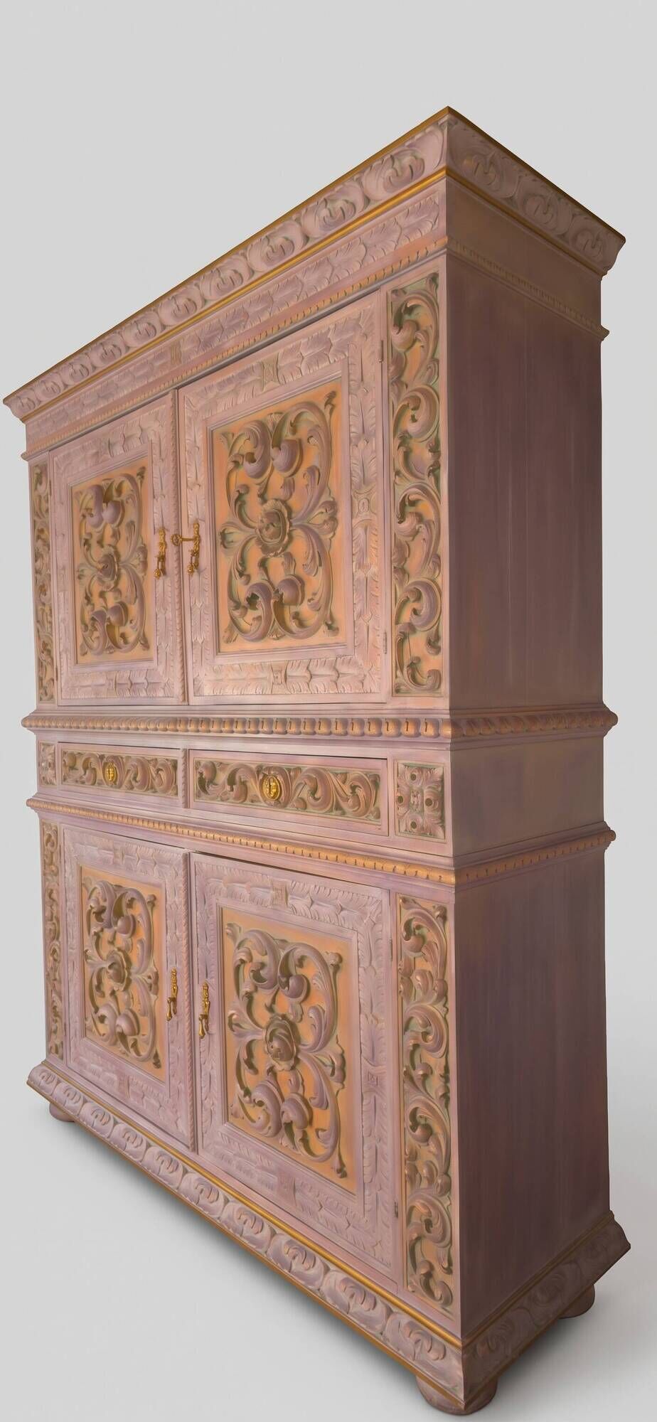 19th-century Renaissance Revival two-body cabinet: inspired by Monet's water lilies.