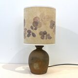 Vintage brutalist stoneware ceramic lamp base with dried flower shade