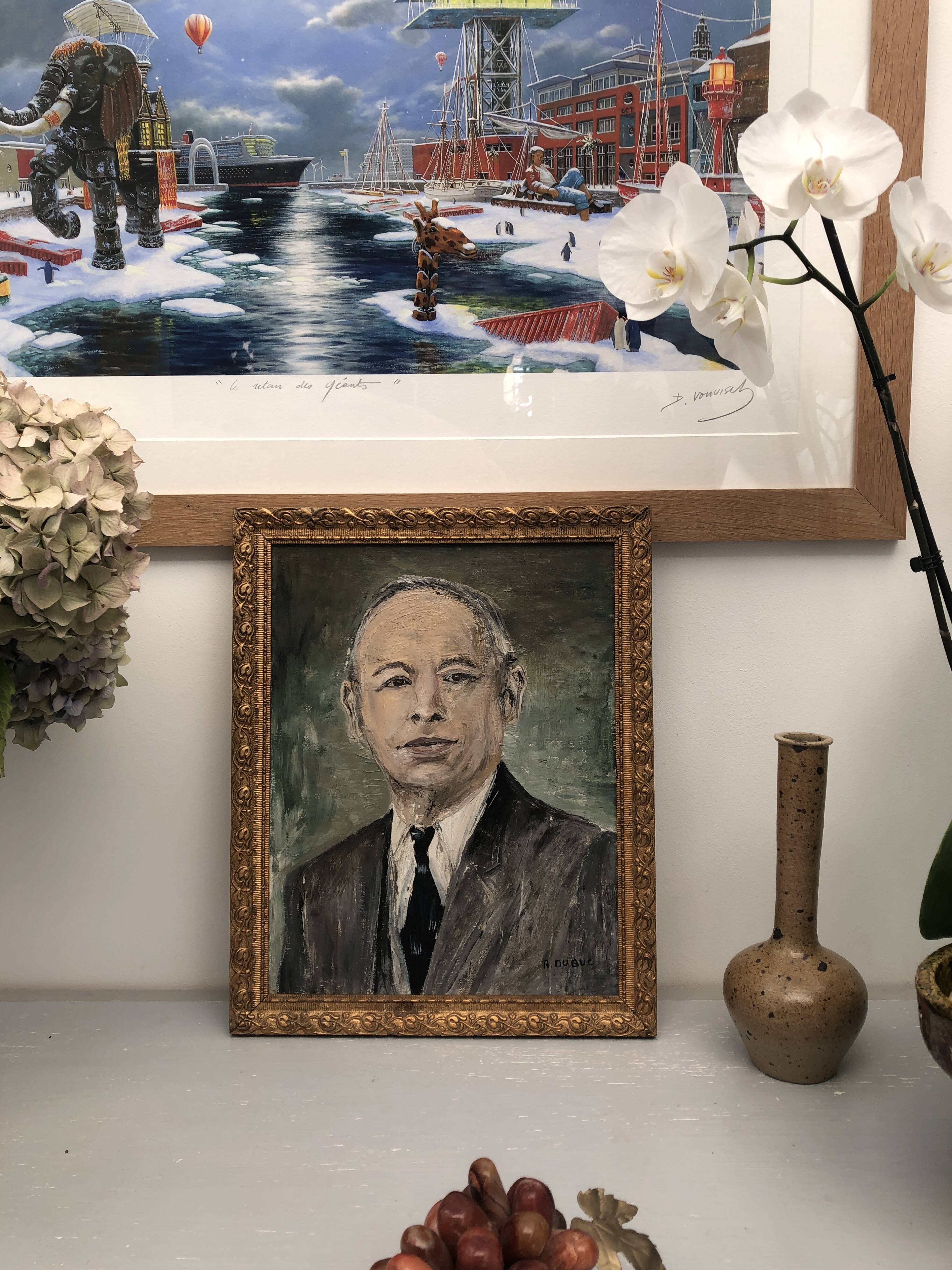 Portrait of a man in a suit, oil painting on canvas