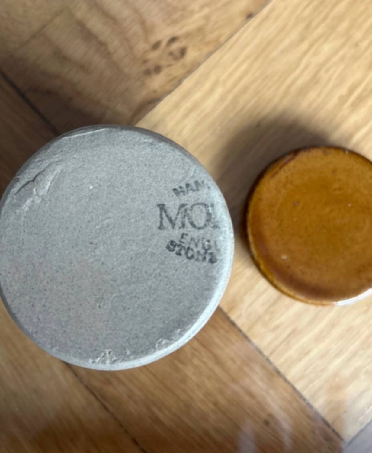 Small English stoneware marmalade pot