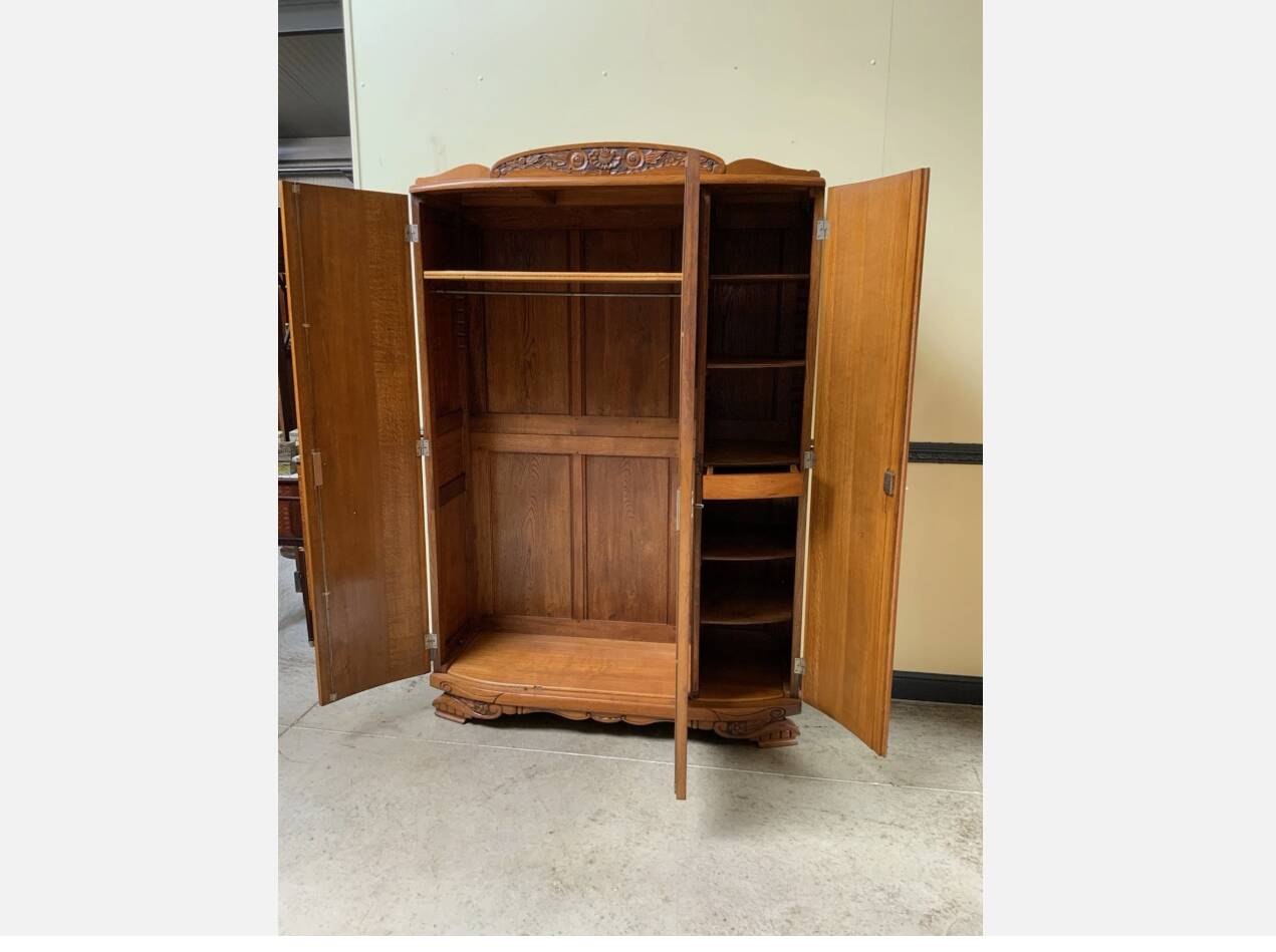 Armoire en chêne massif, Wäscheschrank - Art Deco