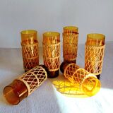 Six mustard long drink glasses