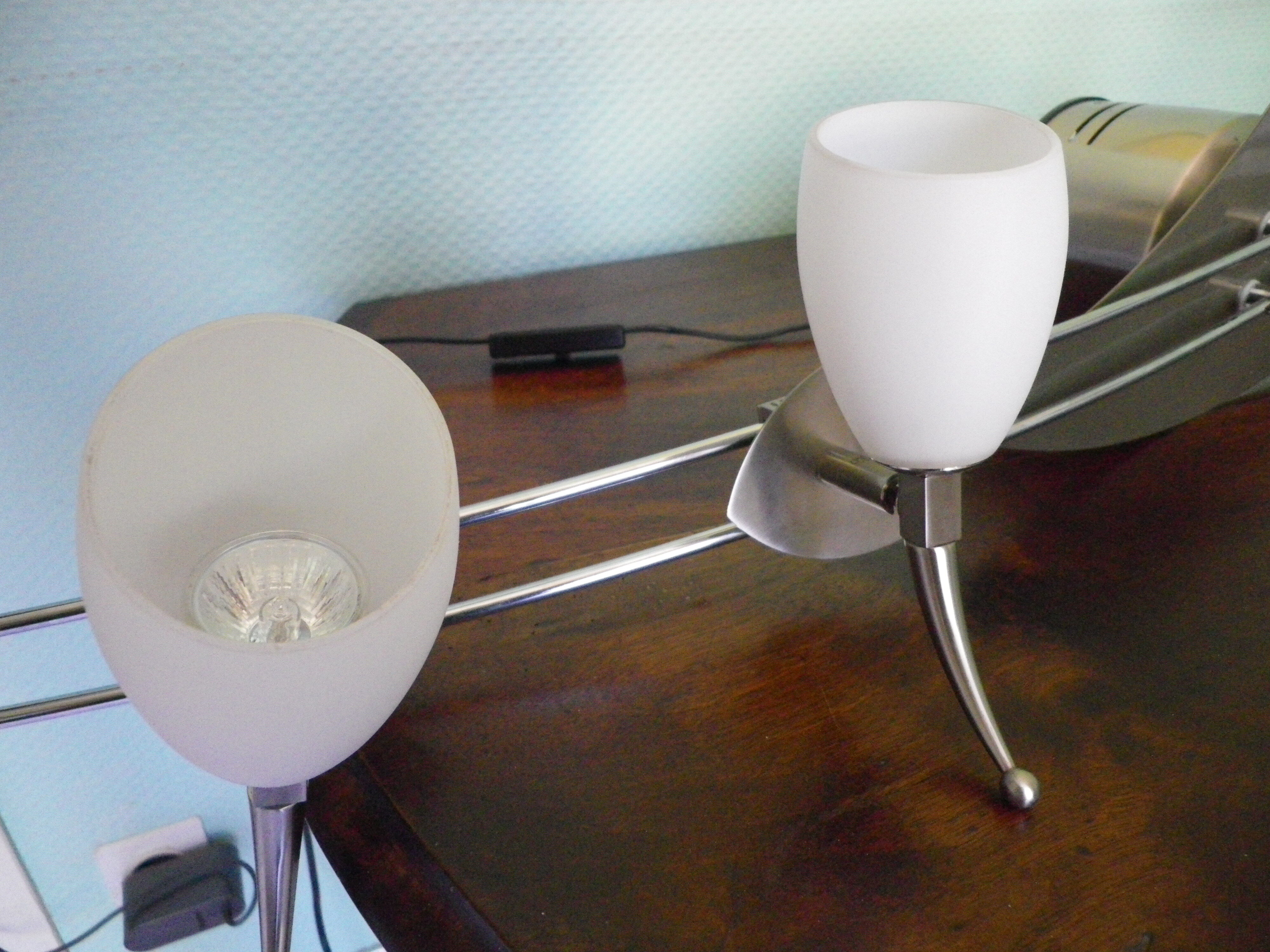 "Paulmann" 1m40 design hanging 6 lights anodized aluminium - 70s