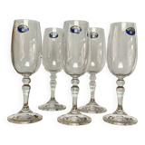5 small Bohemian crystal flutes