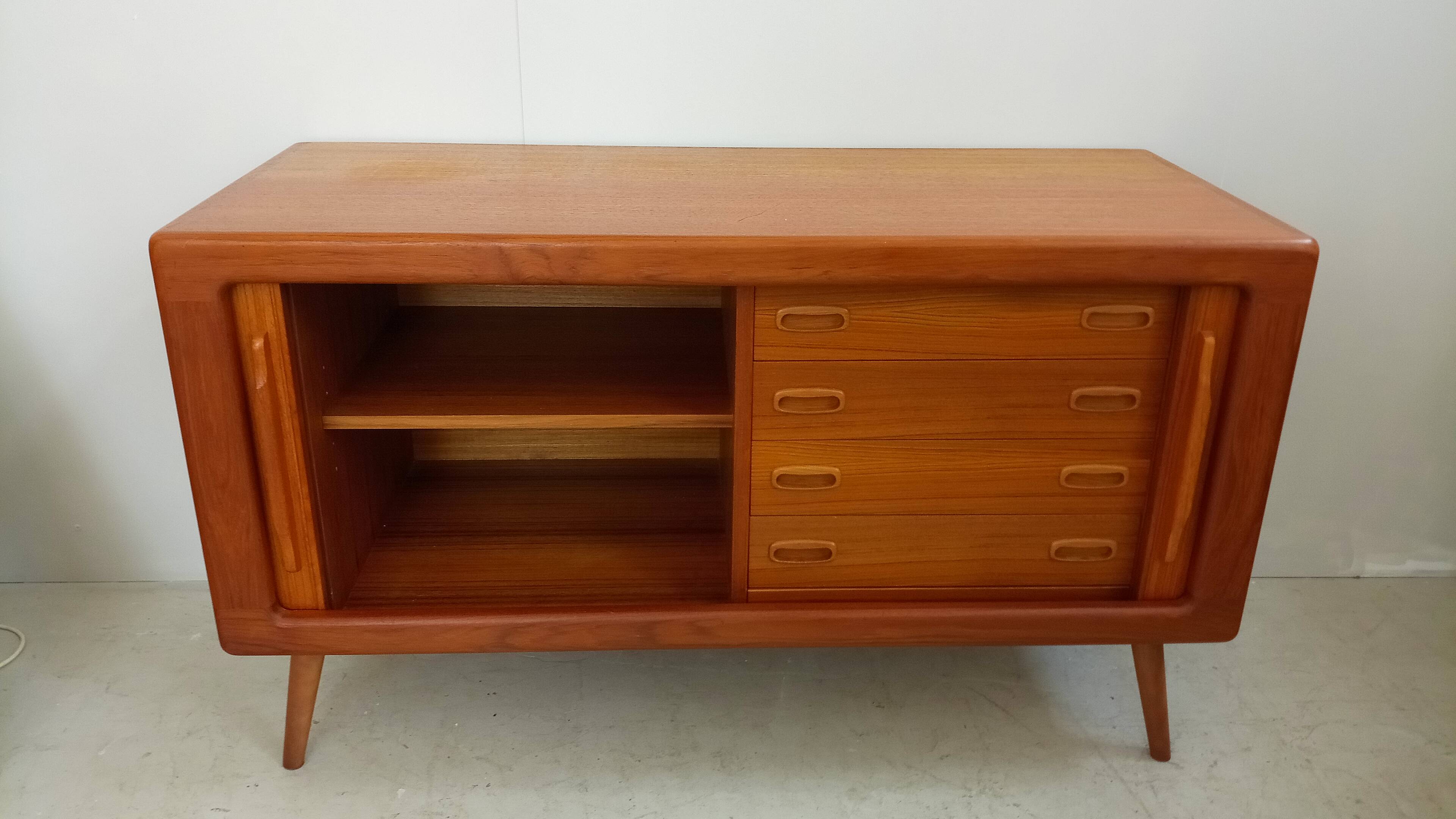 Danish teak sideboard with tambour doors