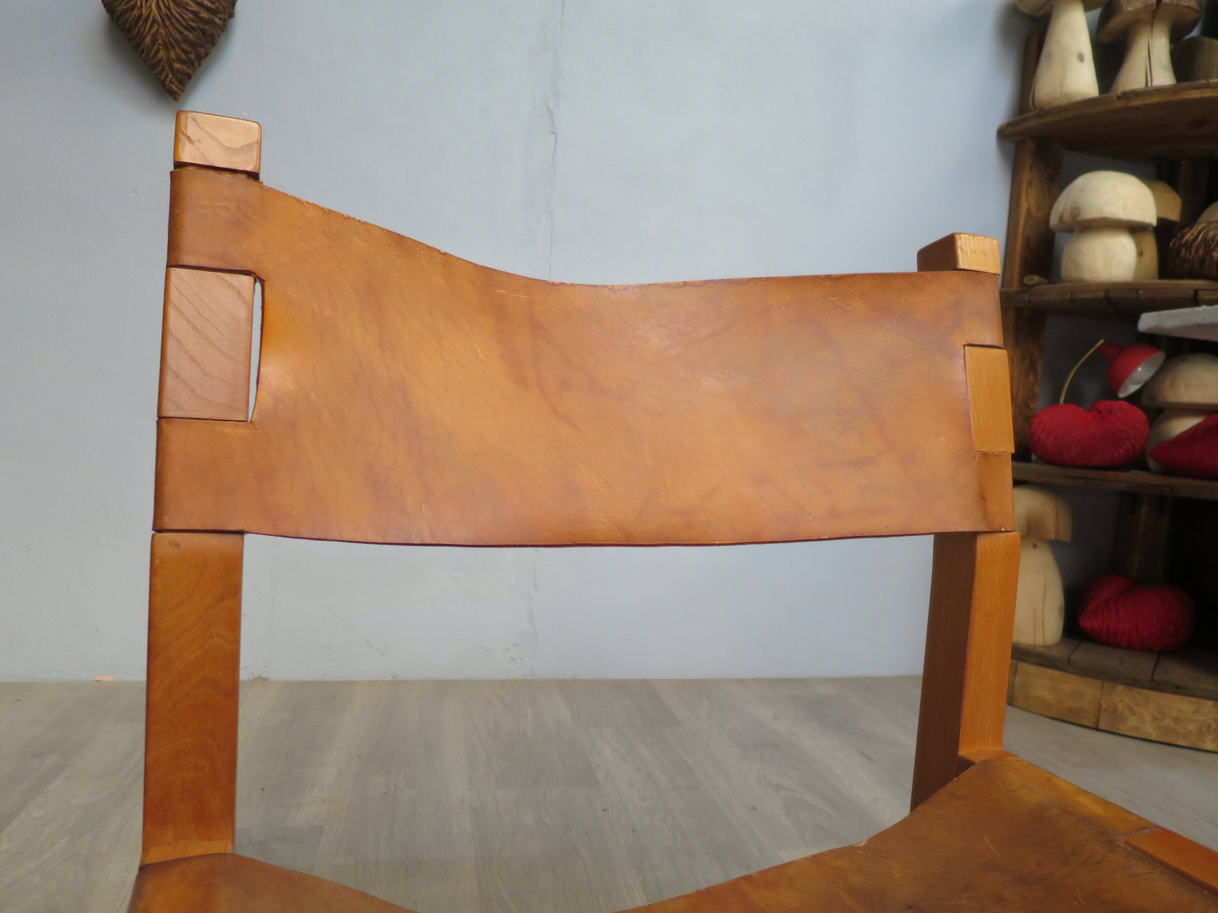 Elm and leather armchair Maison Regain