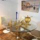 Glass round table - design 70s - Hollywood Regency