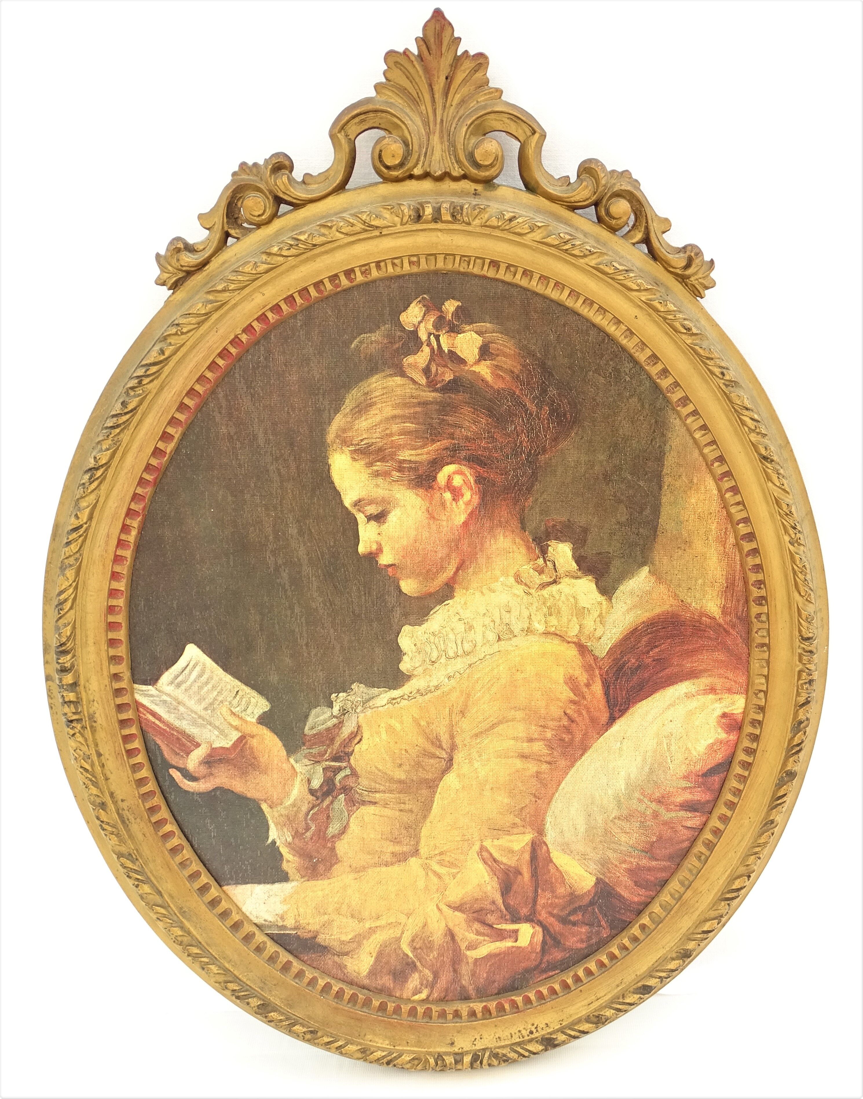 Vintage frame scene of young woman reading