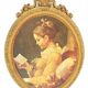 Vintage frame scene of young woman reading