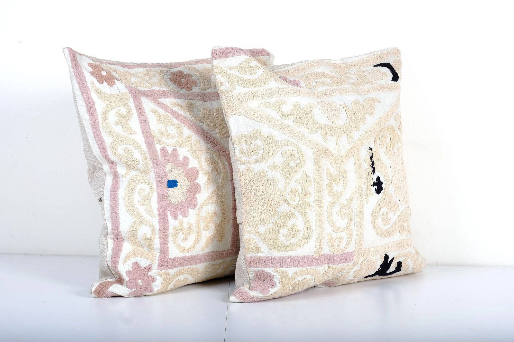 Set of 2 vintage embroidered cushion covers 53x56 cm