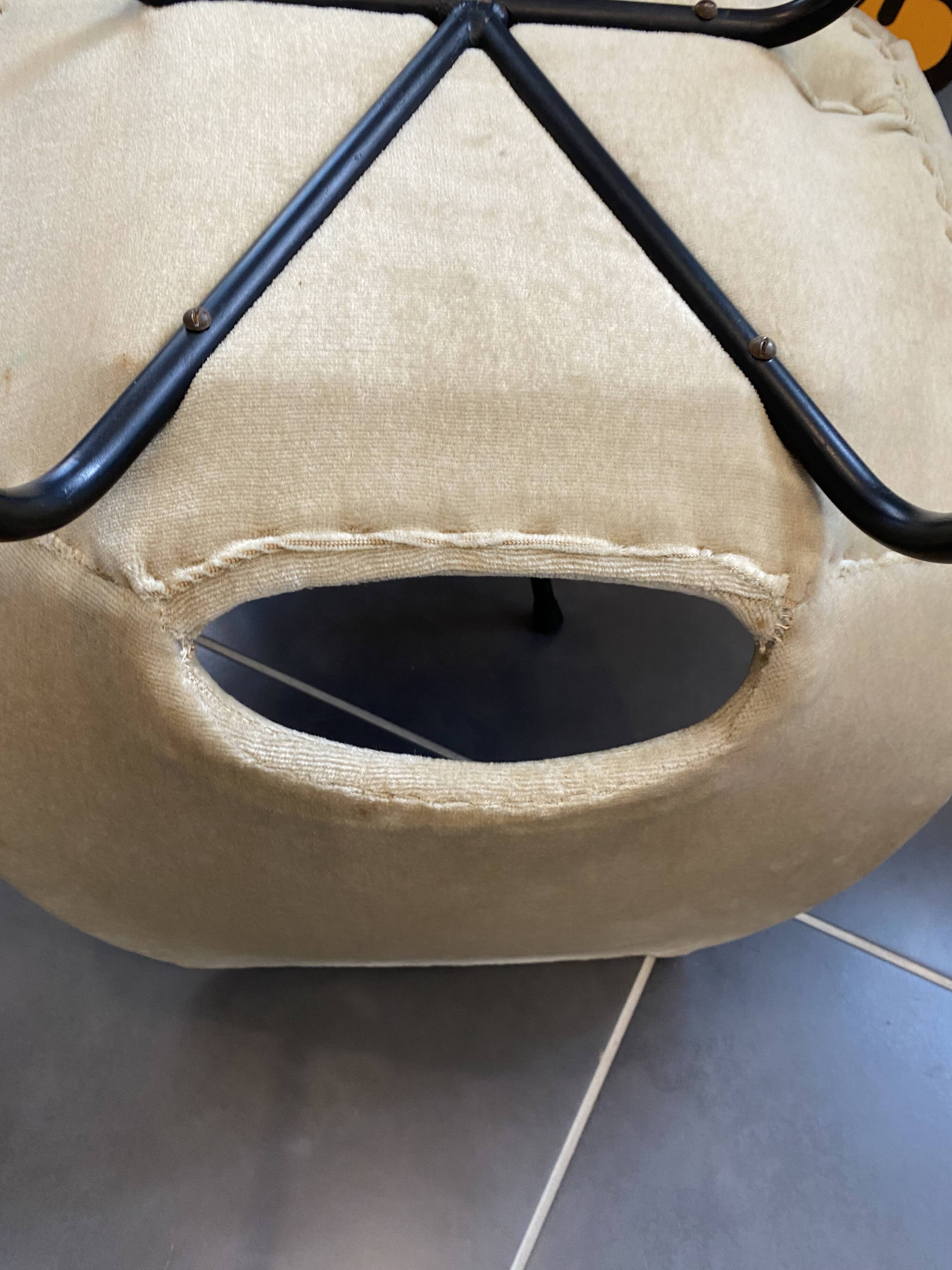 A barrel chair by Pierre Guariche, Steiner, vintage beige fabric from the 1950s.