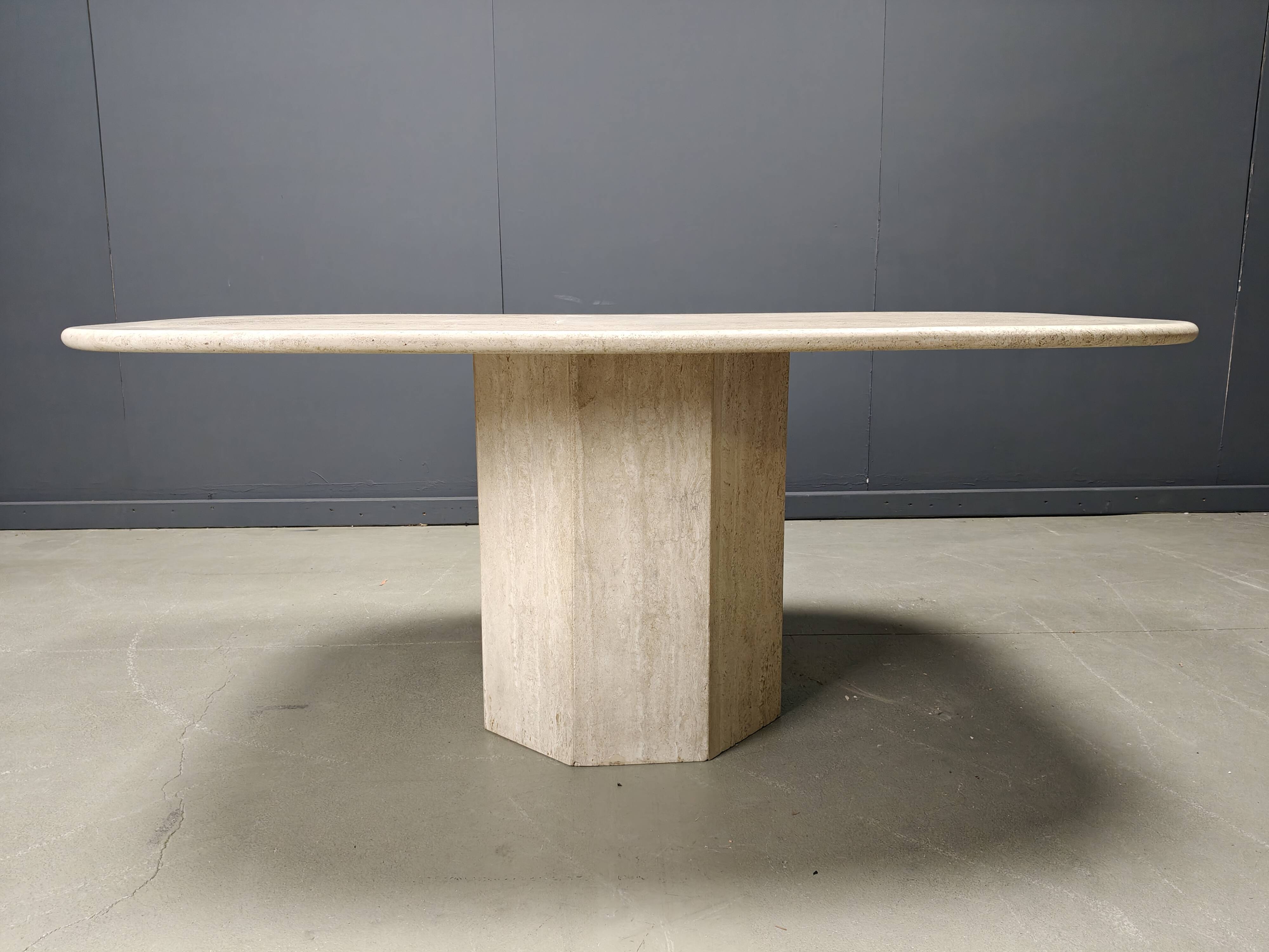 Vintage travertine dining table, 1970s