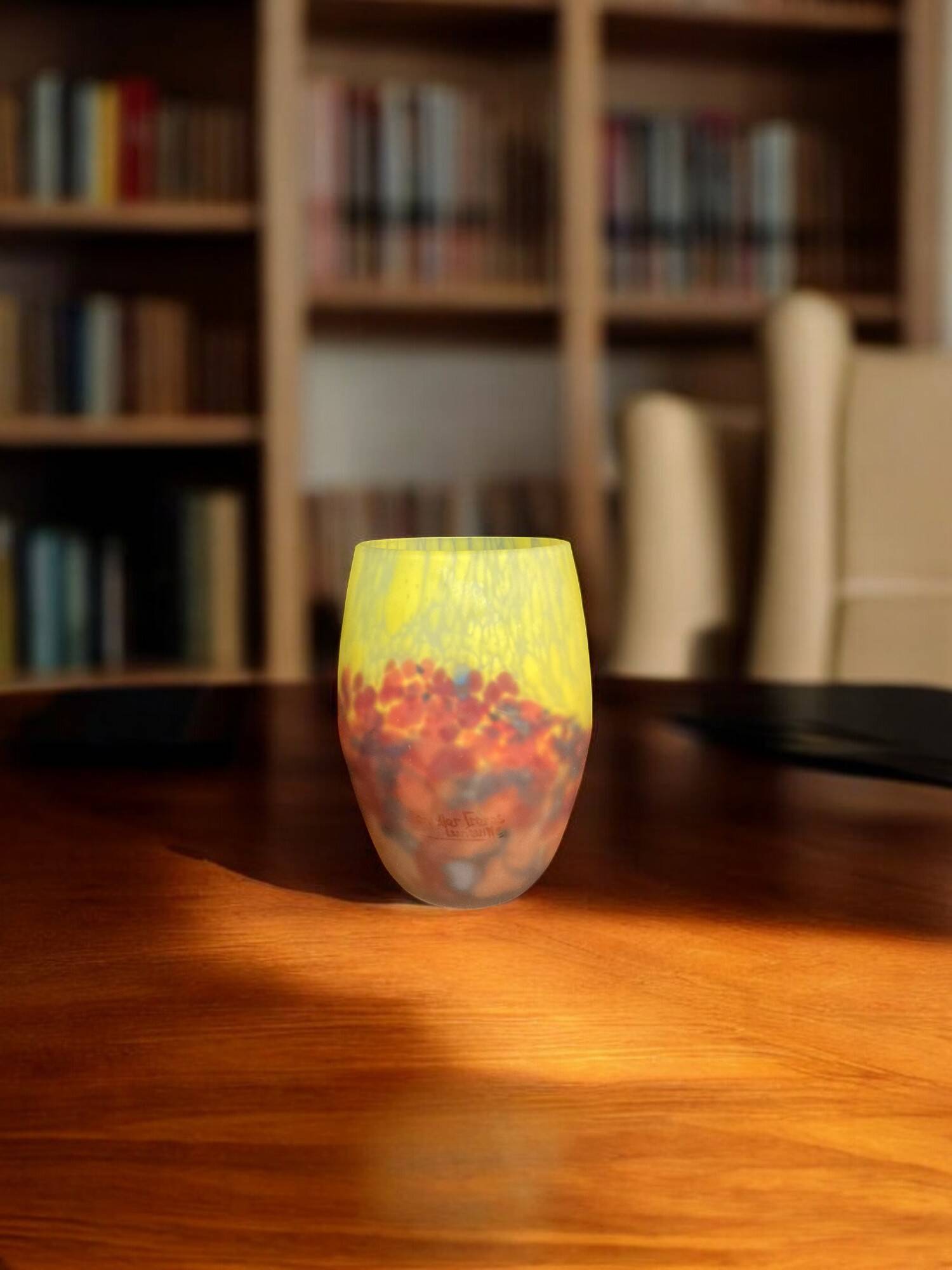 Art déco, vase en verre marmoréen muller frères vers 1930