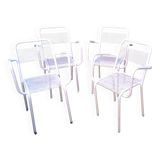 Set of 4 stackable perforated garden armchairs
