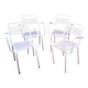 Set of 4 stackable perforated garden armchairs