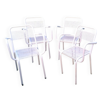 4 fauteuils de jardin en métal perforé empilables