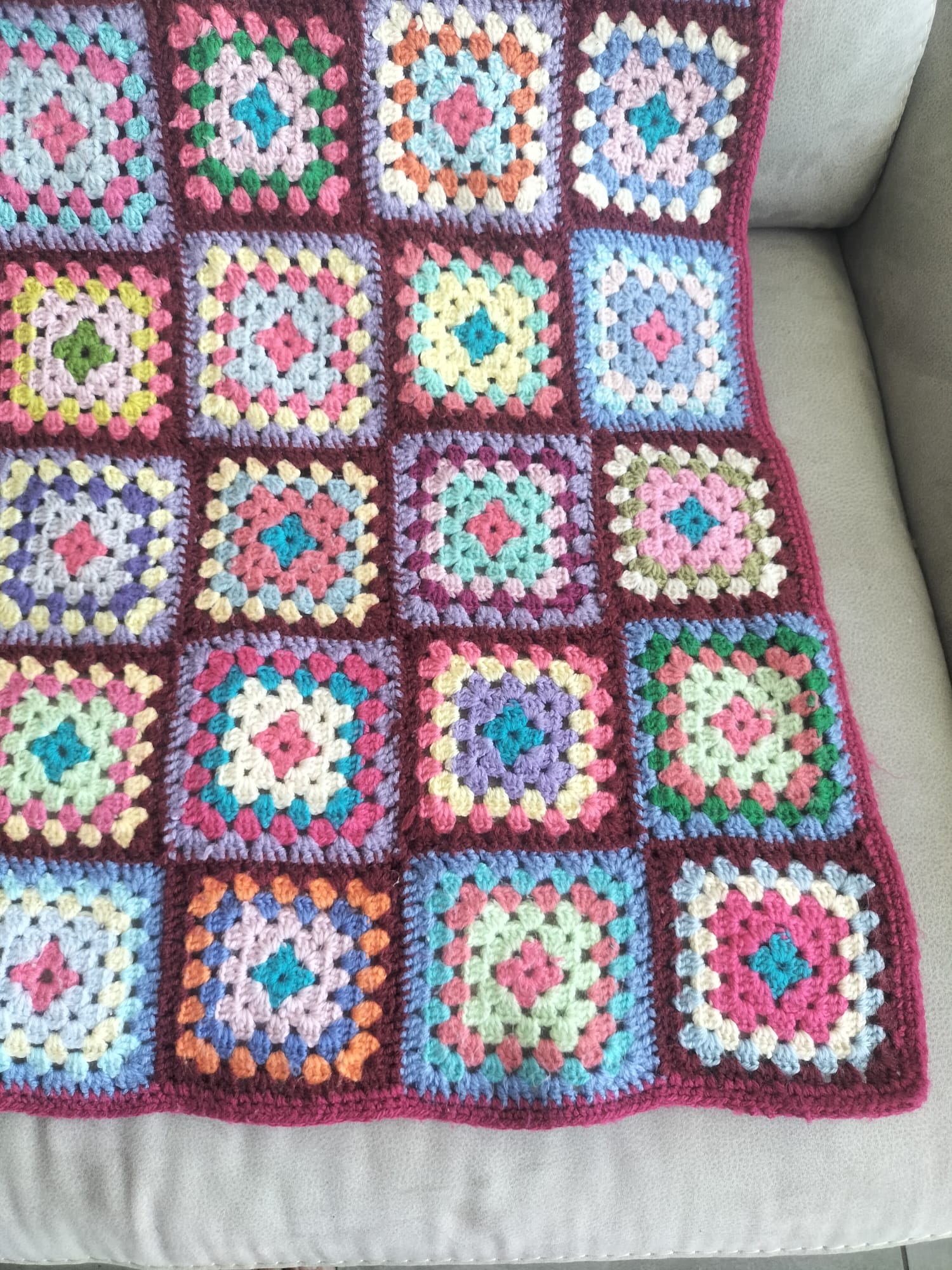 Plaid vintage crochet granny square multicoloured