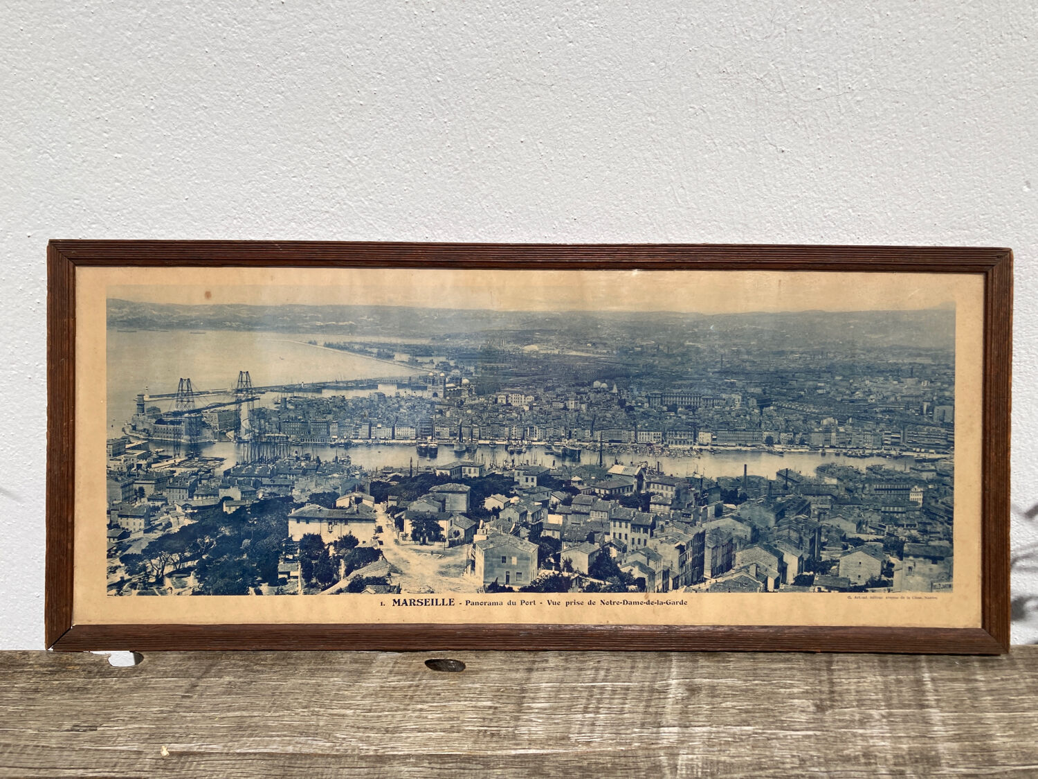 Photograph of Marseille 1950 - panoramic Mediterranean port and city printed by G. Arnaud - antique print