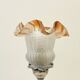 Empire chrome and opaline tulip pleated antique Art Deco bedside lamp