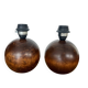 Pair of wooden ball lamp feet